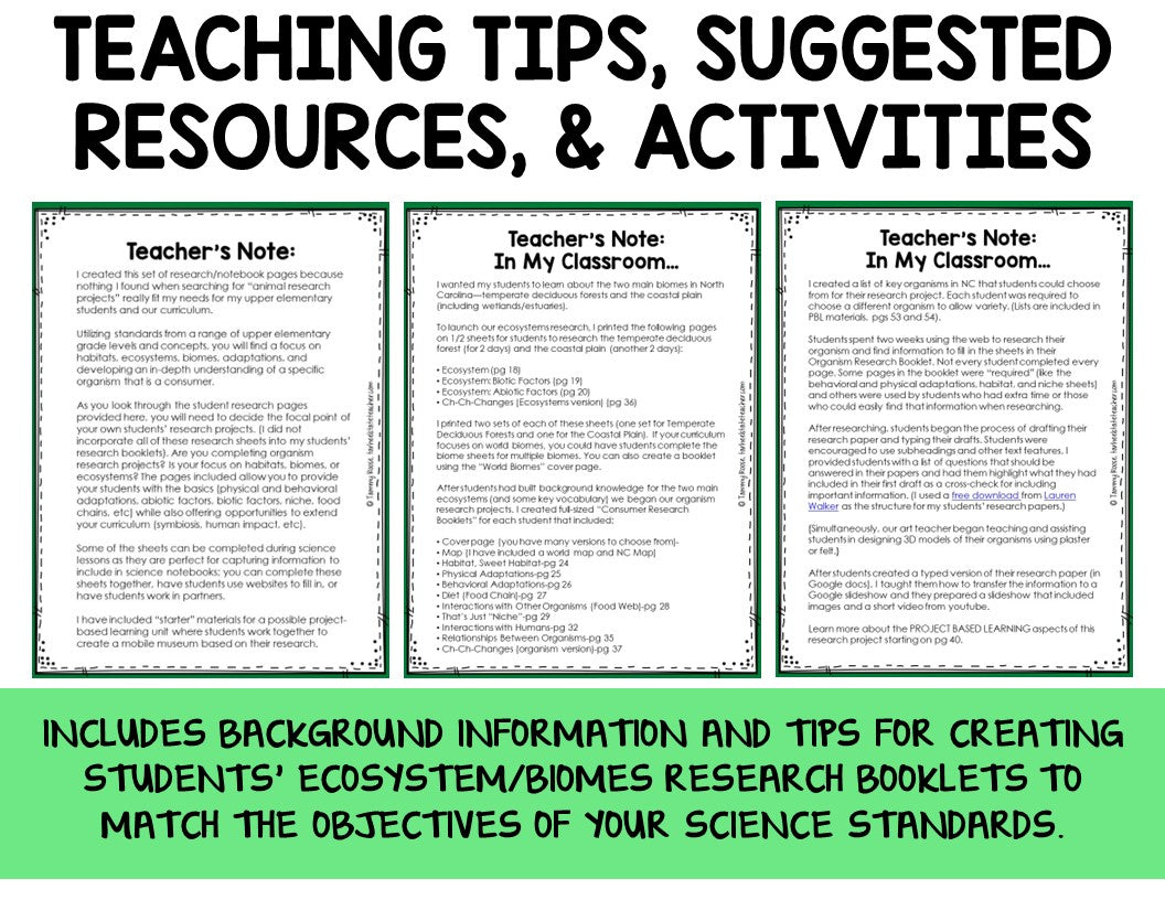 Ecosystem and Biomes Project | Animal Research with Graphic Organizers