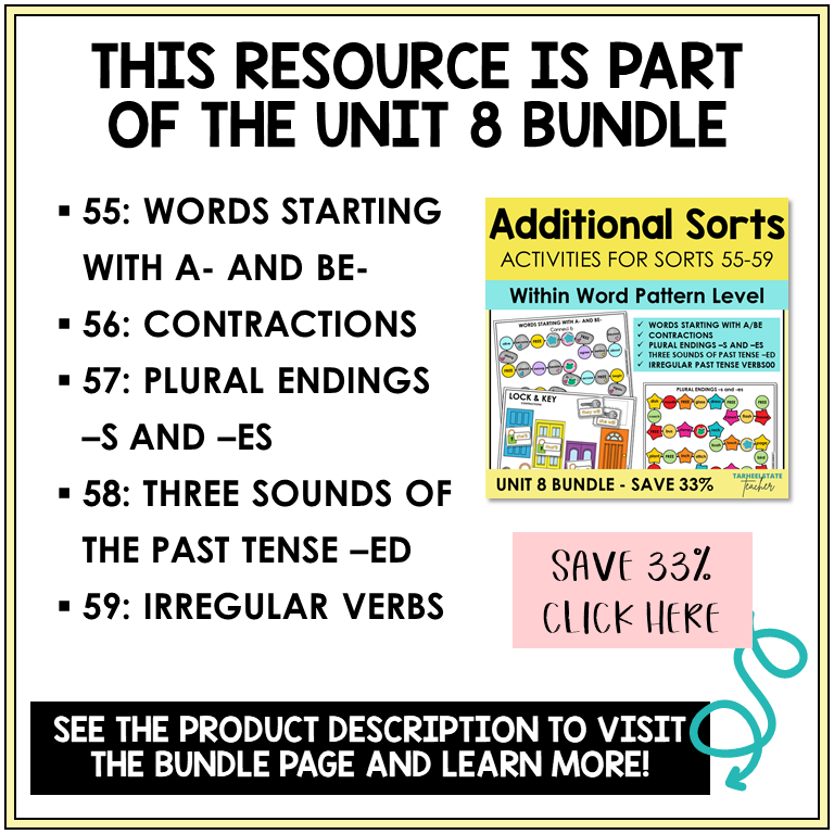 Within Word Pattern Unit 8 additional sorts bundle contents