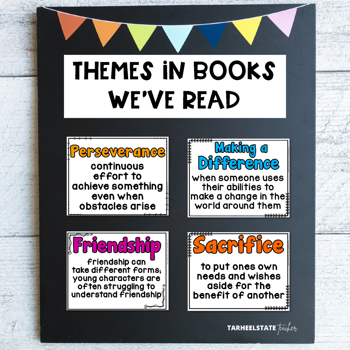 Materials for 'Themes in Books We've Read' ELA bulletin board