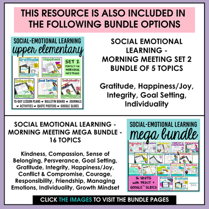 Happiness Social Emotional Learning Unit with Morning Meeting Slides