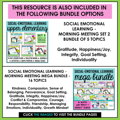 Individuality & Self-Confidence Social Emotional Learning Unit with Morning Meeting Slides