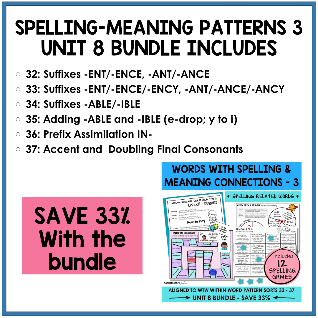 Engaging morphology games and spelling activities for teaching suffixes and words with spelling and meaning connections in the Derivational Relations stage