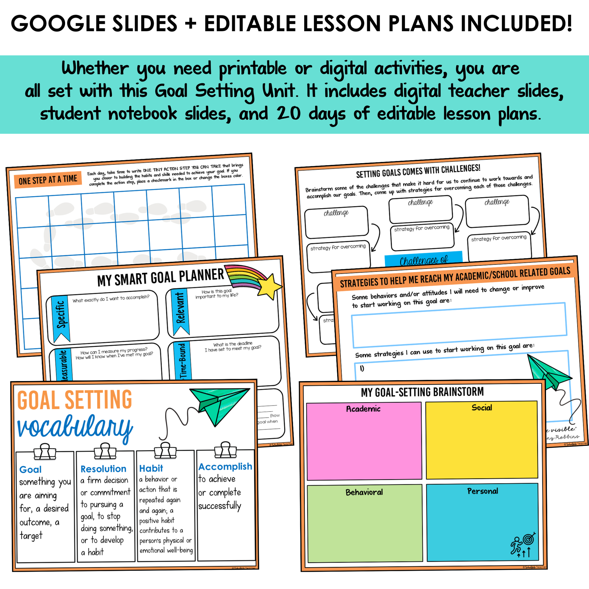 All SEL units include Google slides, a set of digital teacher slides for display and a set of student notebook slides that correspond with the social emotional learning lessons and activities.