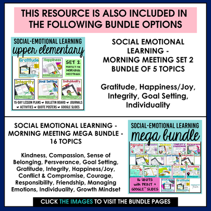Integrity & Honesty Social Emotional Learning Unit with Morning Meeting Slides
