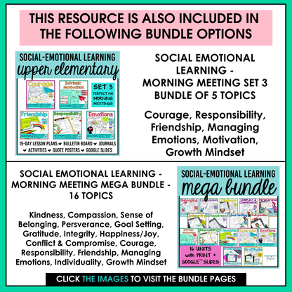 Intrinsic Motivation & Positive Self-Talk Social Emotional Learning Unit with Morning Meeting Slides