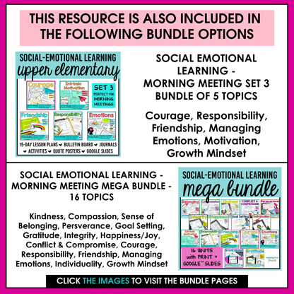 Courage Social Emotional Learning Unit with Morning Meeting Slides