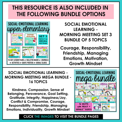Managing Emotions Social Emotional Learning Unit with Morning Meeting Slides