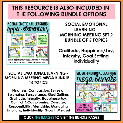 Goal Setting Social Emotional Learning Unit with Morning Meeting Slides