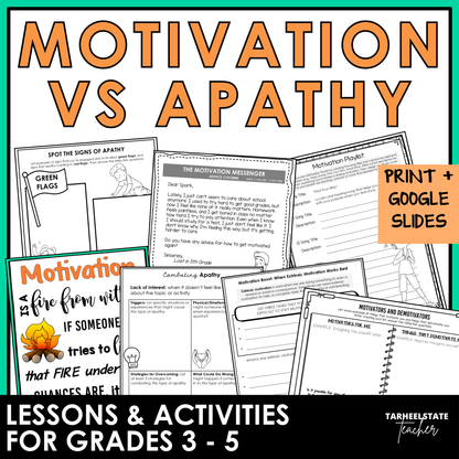 Intrinsic Motivation SEL Morning Meetings resource with social emotional learning activities, printables, and Google Slides for grades 3-5.