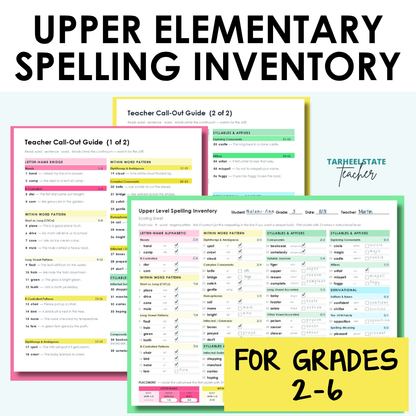 Upper-Level Spelling Inventory Words Their Way Spelling Inventory PDF Grades 2–6