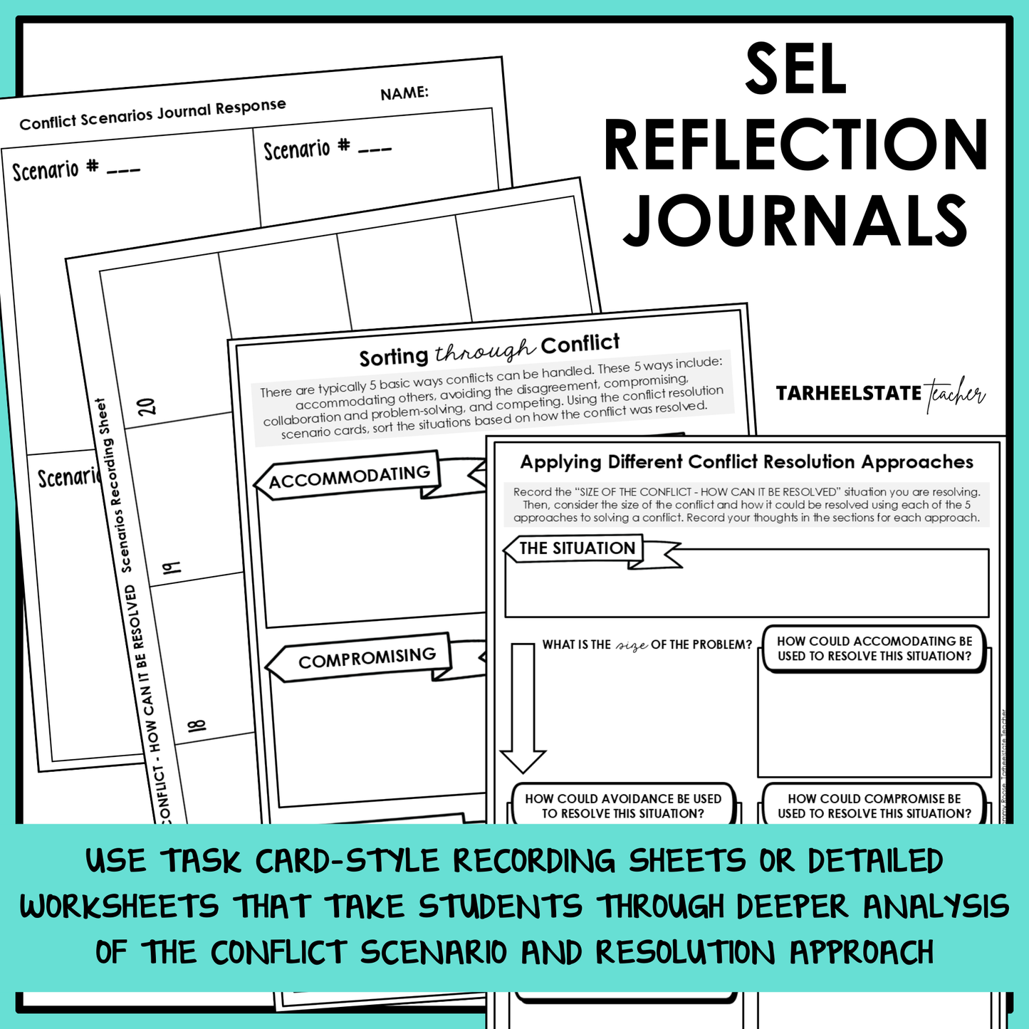 SEL reflection journals with prompts and social emotional learning activities to build emotional awareness