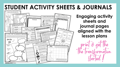 Social emotional learning worksheets and student journal pages included for all five SEL topics in the bundle.