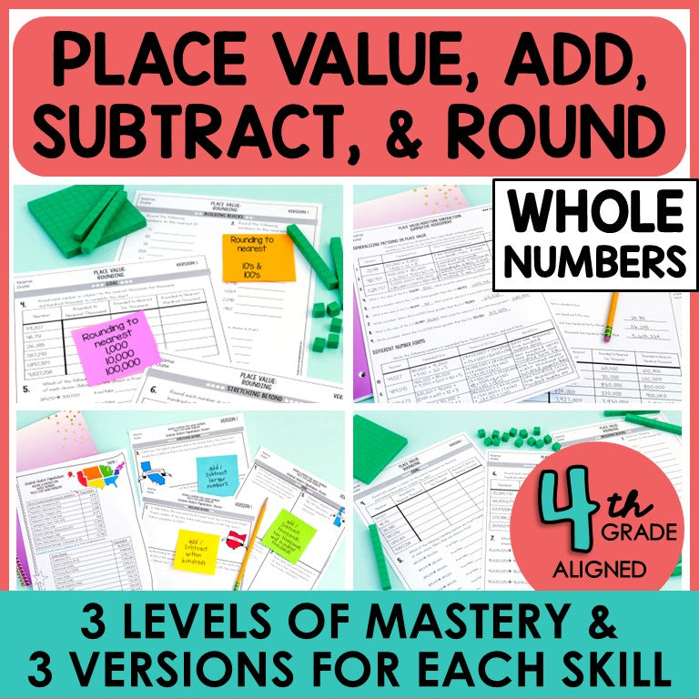 4th Grade Differentiated Math Assessments ALL STANDARDS BUNDLE