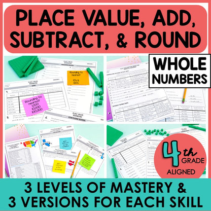4th Grade Differentiated Math Assessments ALL STANDARDS BUNDLE