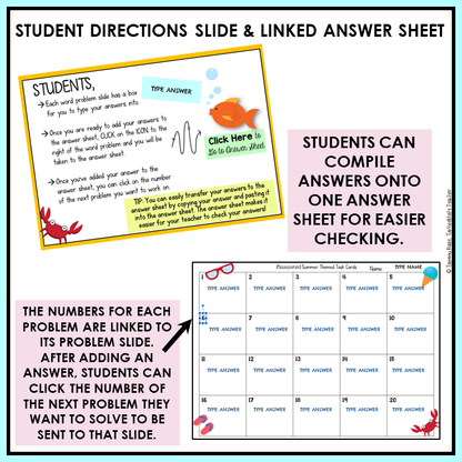4th Grade Math Review Test Prep Task Cards Bundle Print and Google Slides