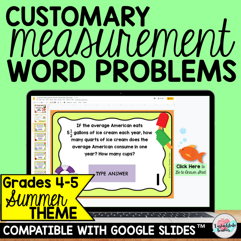 4th Grade Math Review Test Prep Task Cards Bundle Print and Google Slides