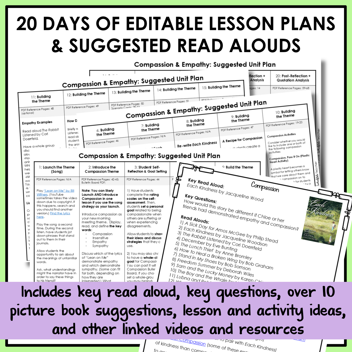 Educational lesson plan and suggested read alouds for compassion and empathy