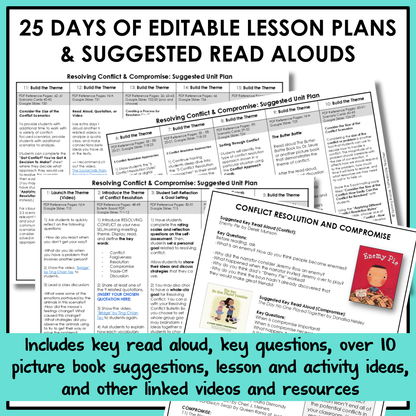 All SEL units include 20-25 days of editable lesson plans, suggested read alouds, extension ideas and video links.