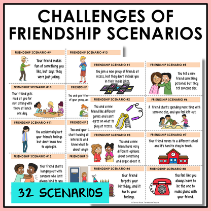 Social emotional learning scenarios and reflection activity included to help students think through real-life scenarios involving friendship.