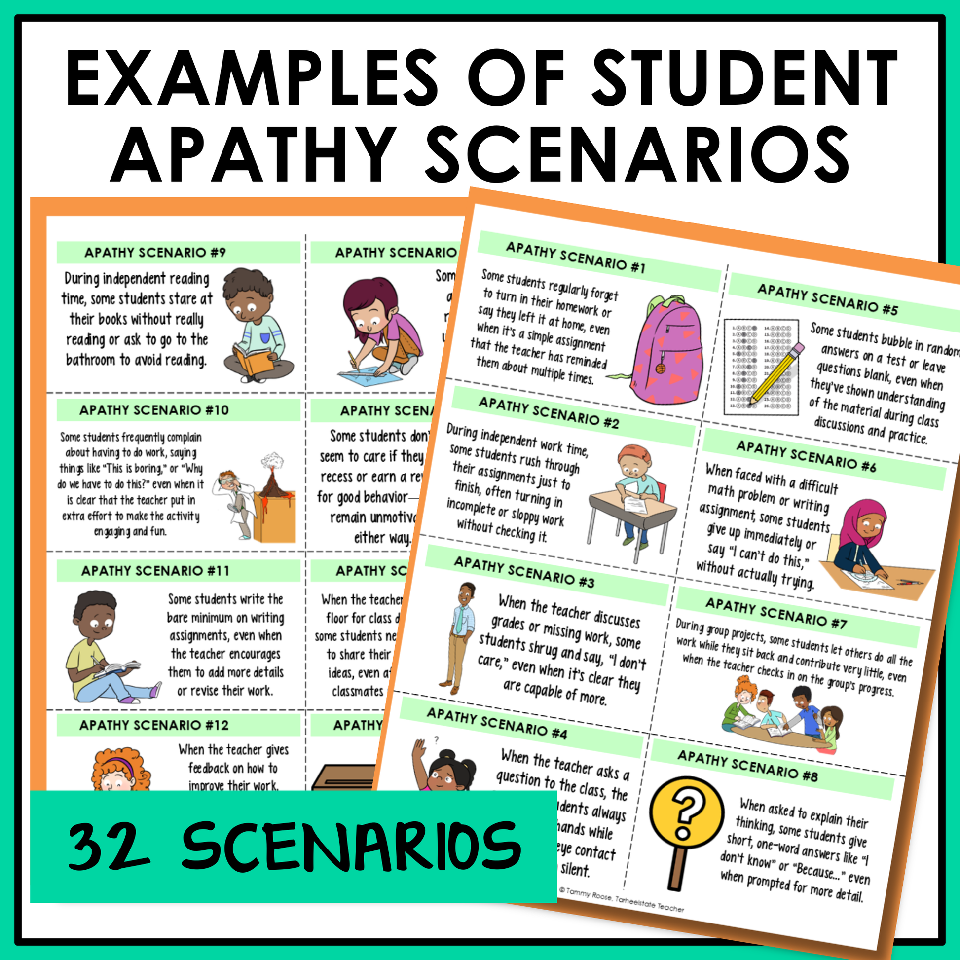 Social emotional learning scenarios and reflection activity included to help students think through real-life scenarios involving motivation and apathy.
