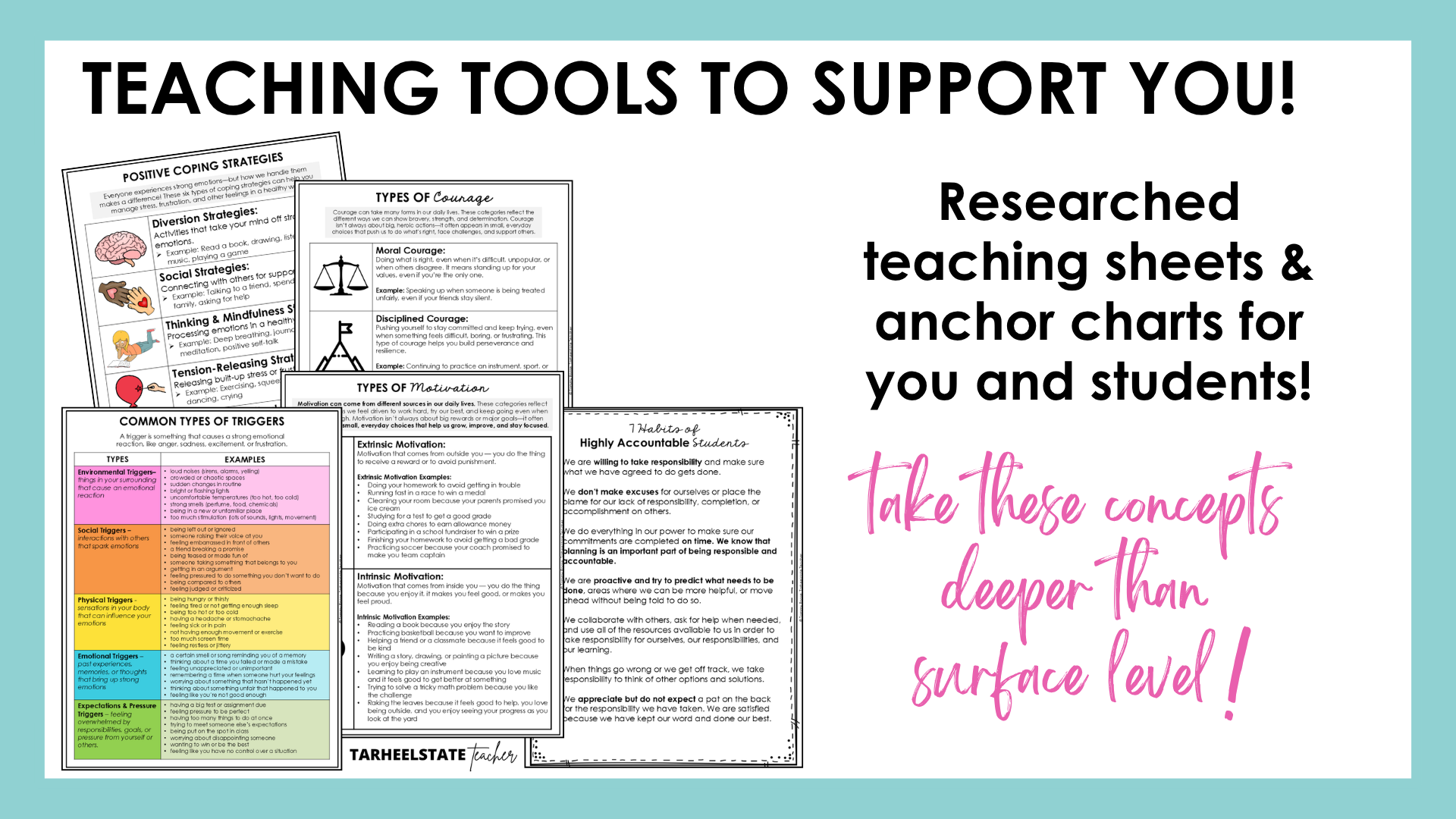 Display of teaching tools included in social emotional learning units