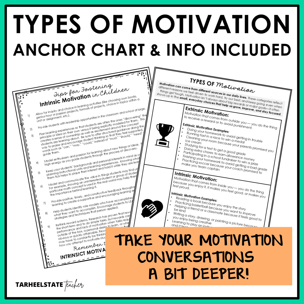Types of motivation anchor chart and tips for fostering intrinsic motivation in children