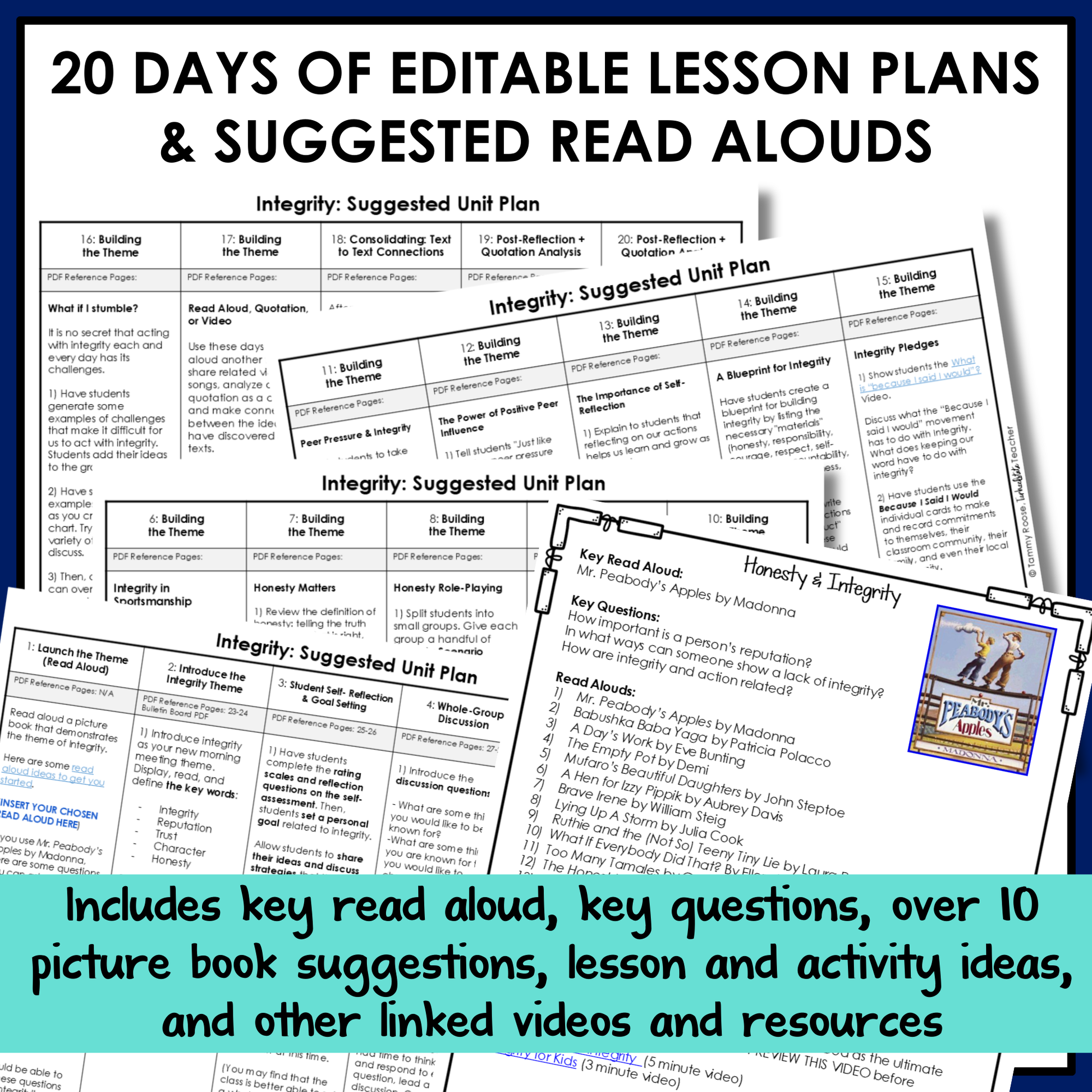 All SEL units include 20-25 days of editable lesson plans, suggested read alouds, extension ideas and video links.