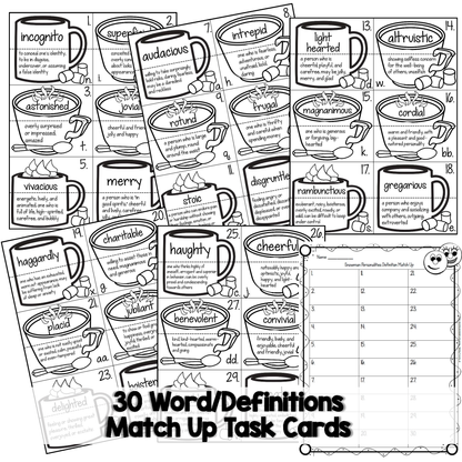 30 task cards for winter holiday vocabulary center
