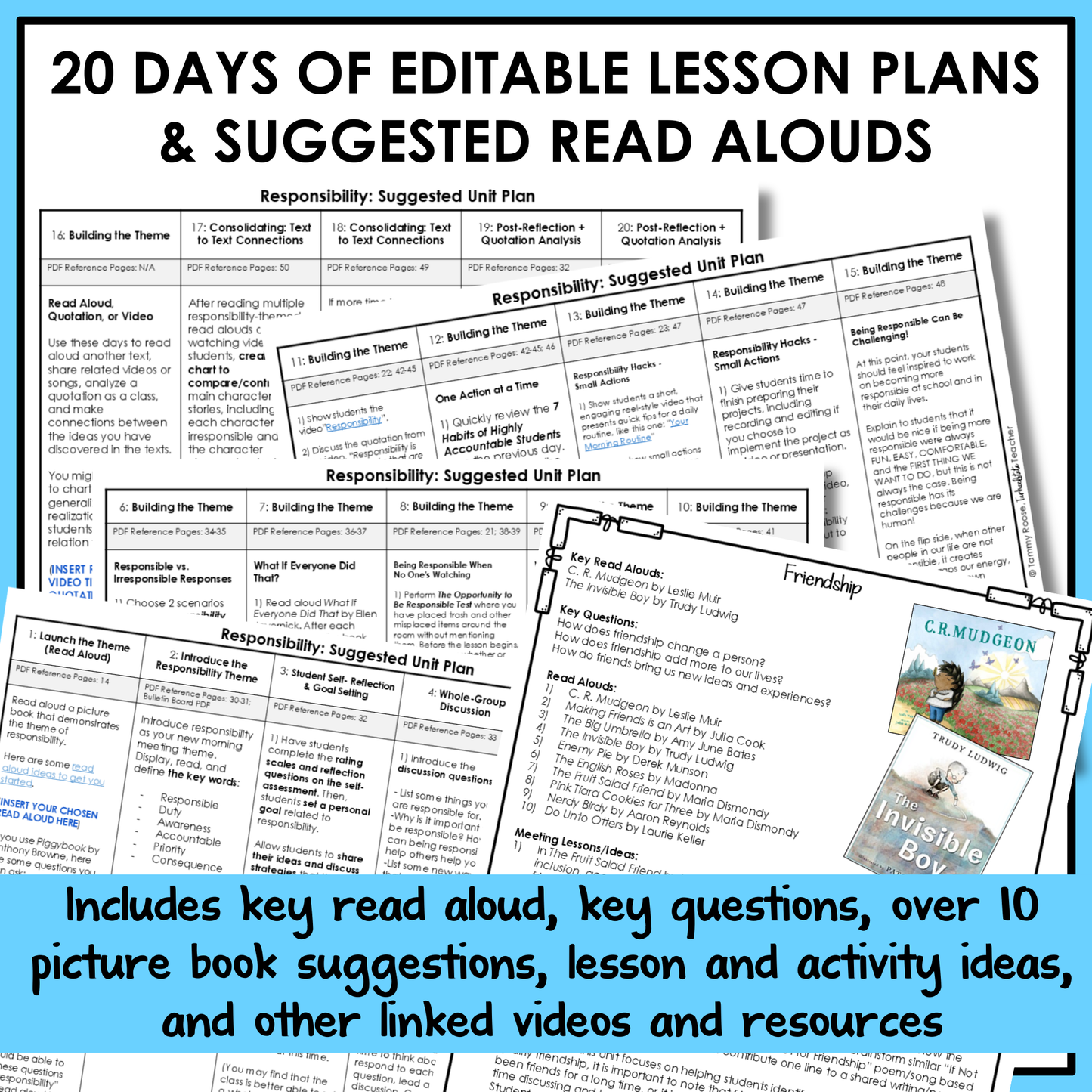 All SEL units include 20-25 days of editable lesson plans, suggested read alouds, extension ideas and video links.