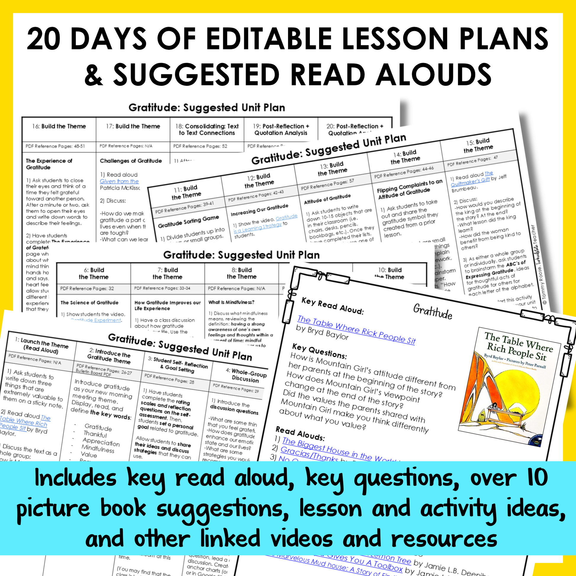 All SEL units include 20-25 days of editable lesson plans, suggested read alouds, extension ideas and video links.