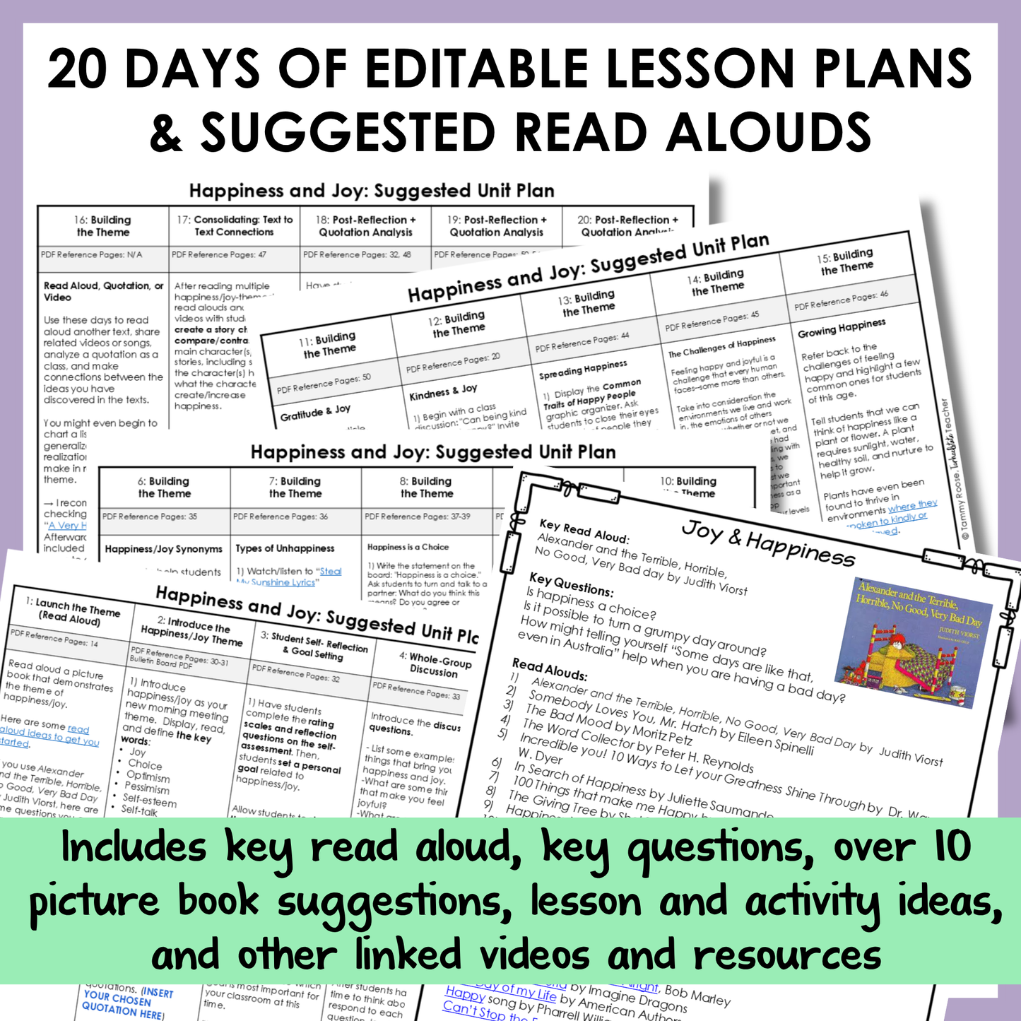 All SEL units include 20-25 days of editable lesson plans, suggested read alouds, extension ideas and video links.