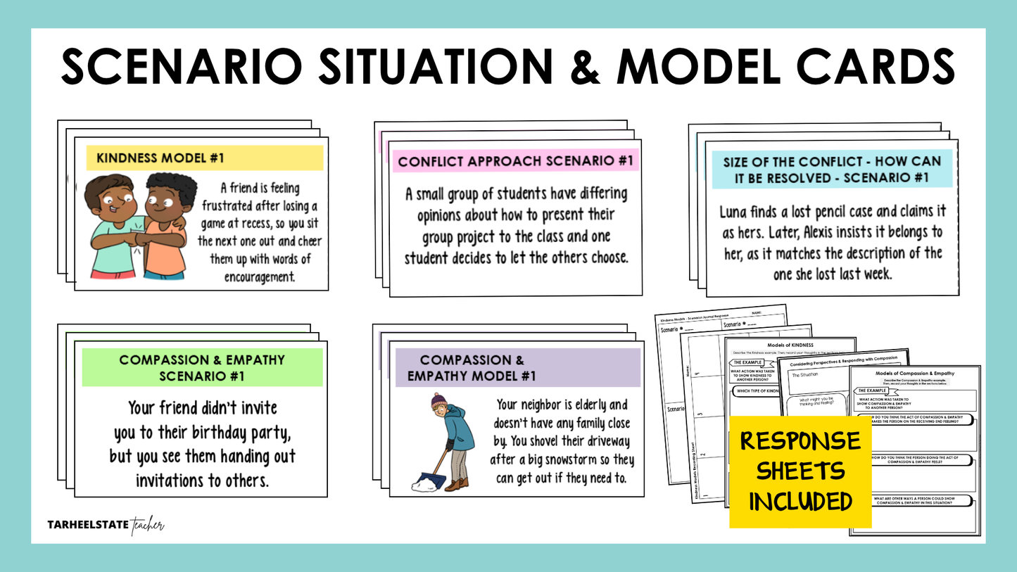 Social emotional learning scenarios included in the bundle
