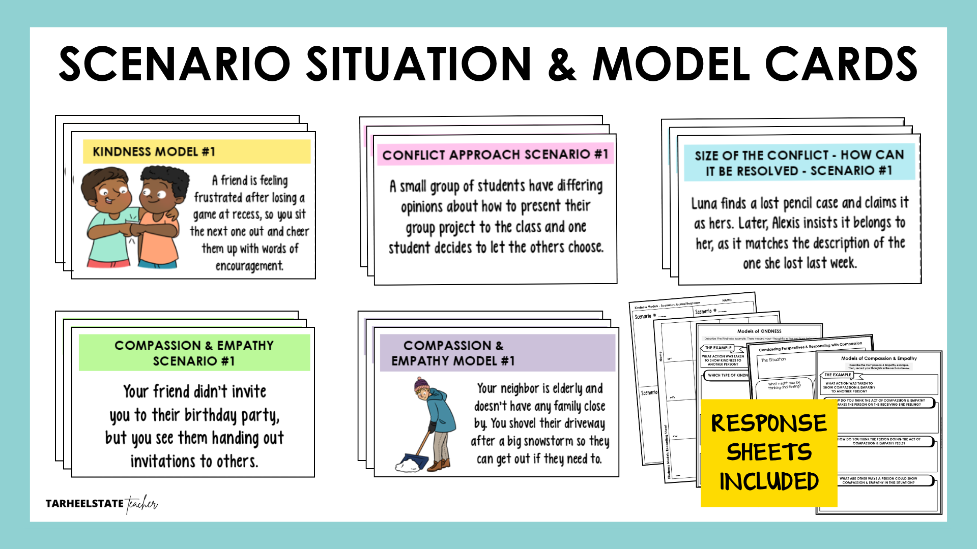 Social emotional learning scenarios included in the bundle