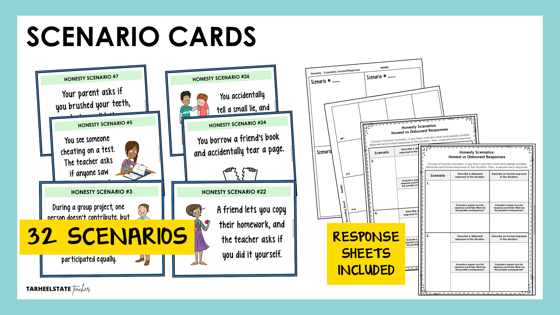 Social emotional learning scenarios included in the bundle