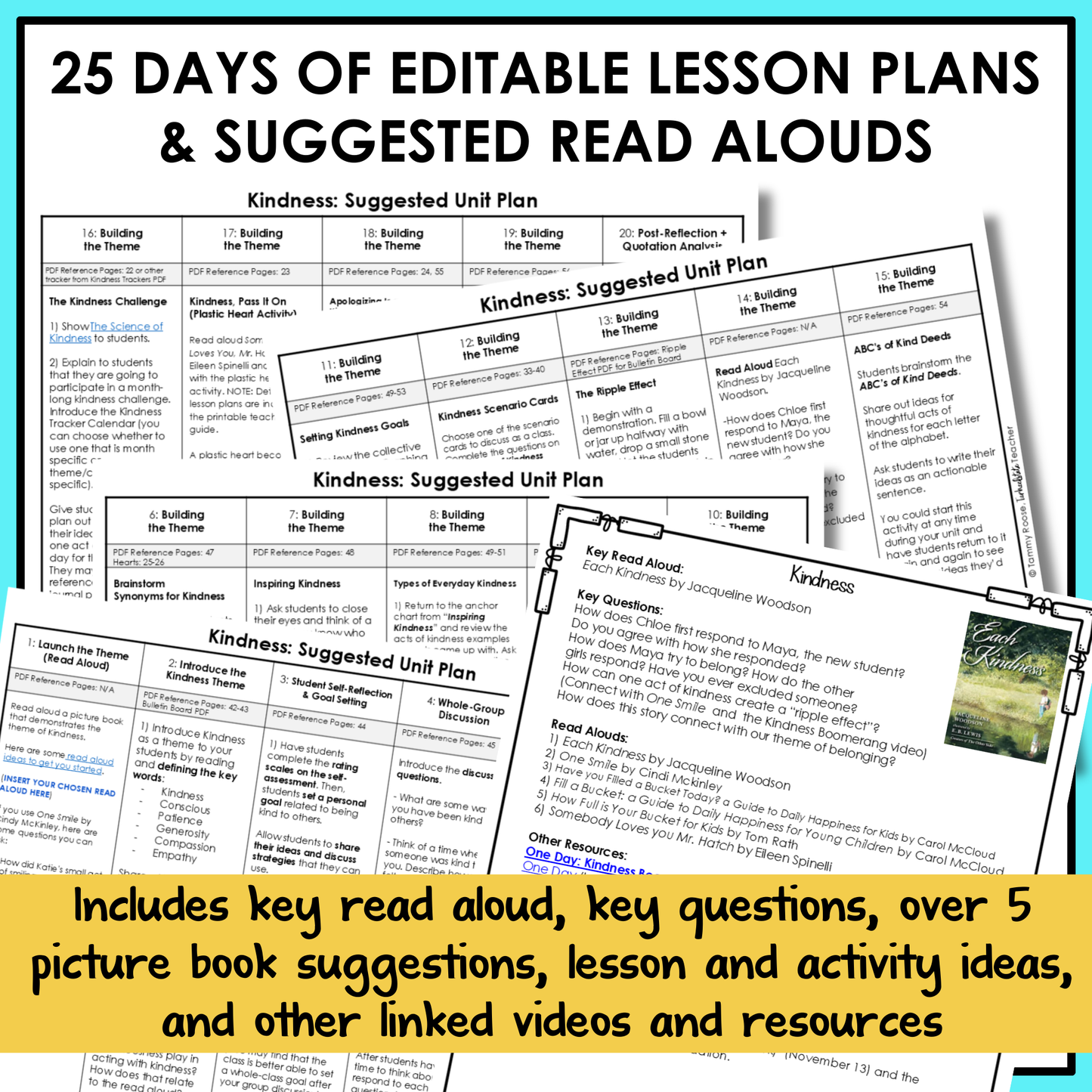 All SEL units include 20-25 days of editable lesson plans, suggested read alouds, extension ideas and video links.