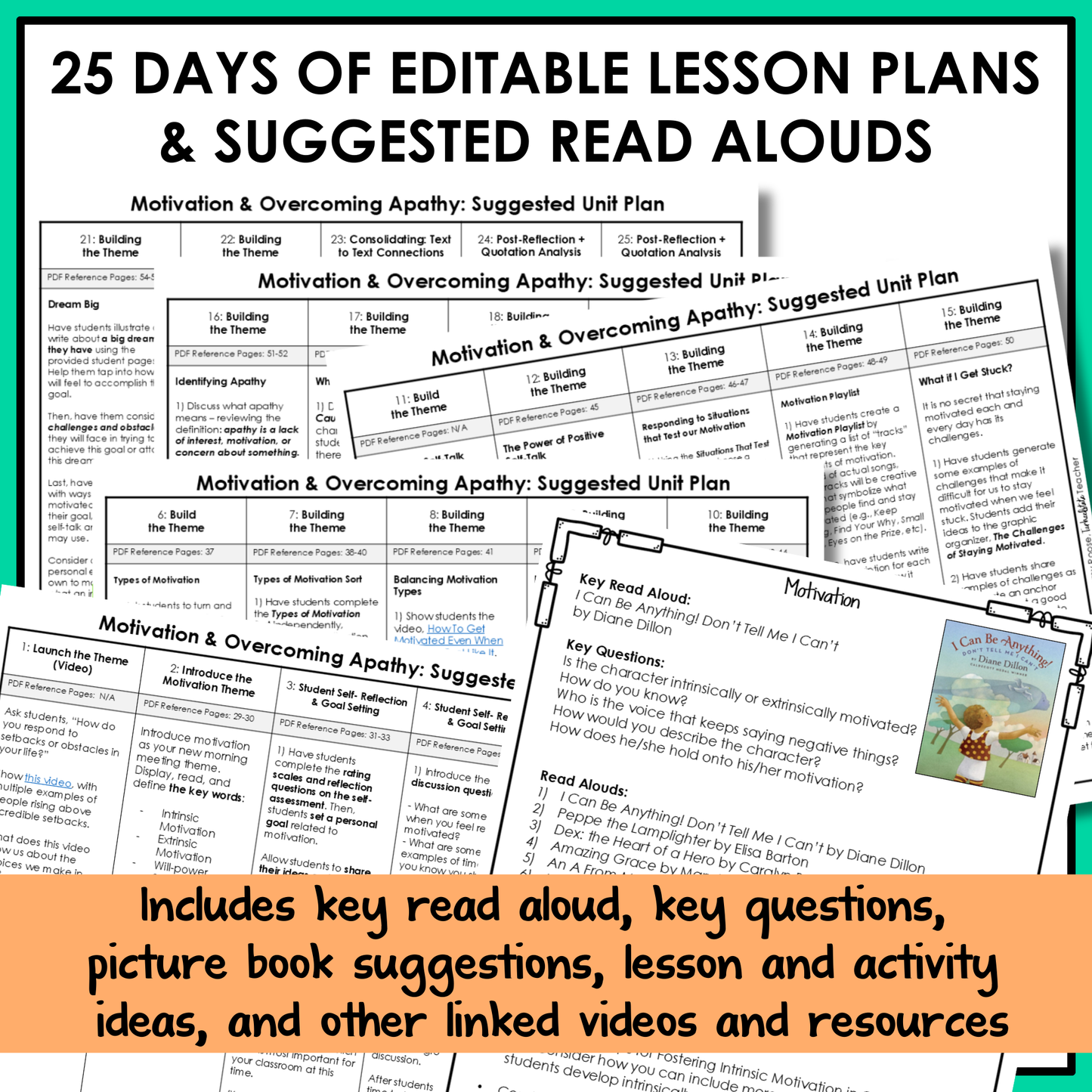 All SEL units include 20-25 days of editable lesson plans, suggested read alouds, extension ideas and video links.