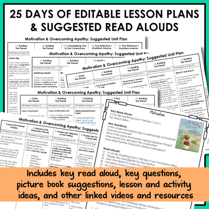 All SEL units include 20-25 days of editable lesson plans, suggested read alouds, extension ideas and video links.