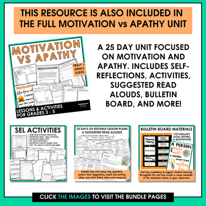 Apathy scenario cards are also included in the full Motivation vs Apathy SEL morning meeting unit