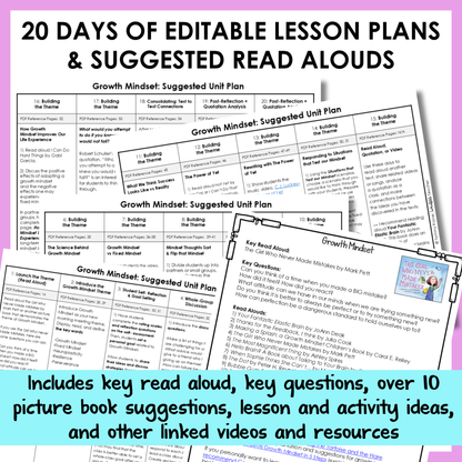 All SEL units include 20-25 days of editable lesson plans, suggested read alouds, extension ideas and video links.