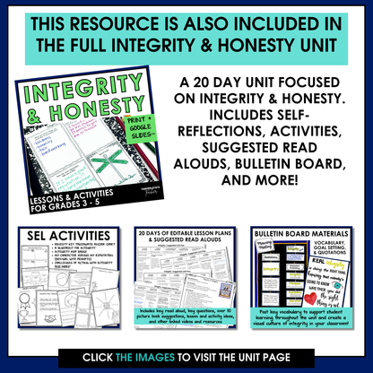 Honesty scenario cards are also included in the full Integrity and Honesty SEL morning meeting unit