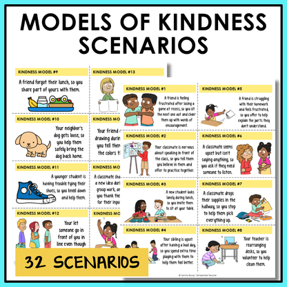 Social emotional learning scenarios and reflection activity included to help students think through real-life scenarios involving kindness.