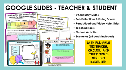 Google Slides for teacher display and student use for all SEL units included in the bundle.
