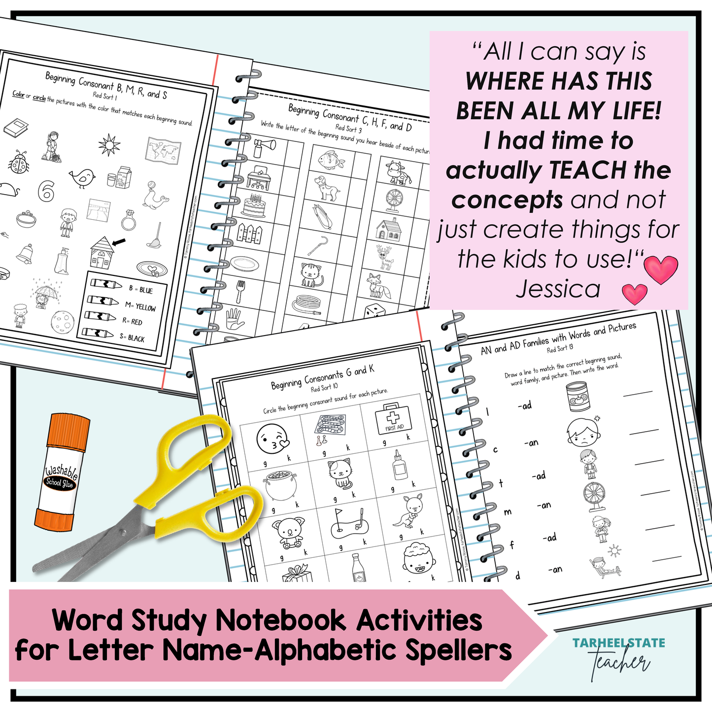 Engaging word study notebook activities for letter name-alphabetic spellers