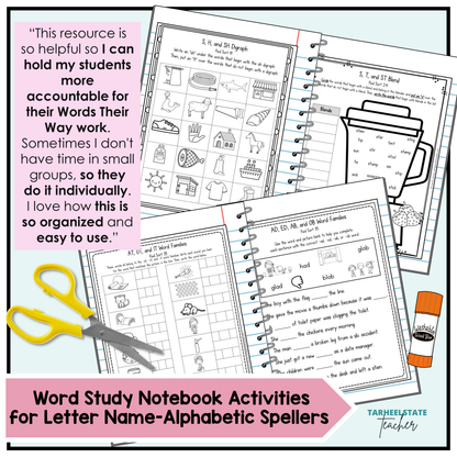 Engaging word study notebook activities for 1st to early 2nd grade spellers