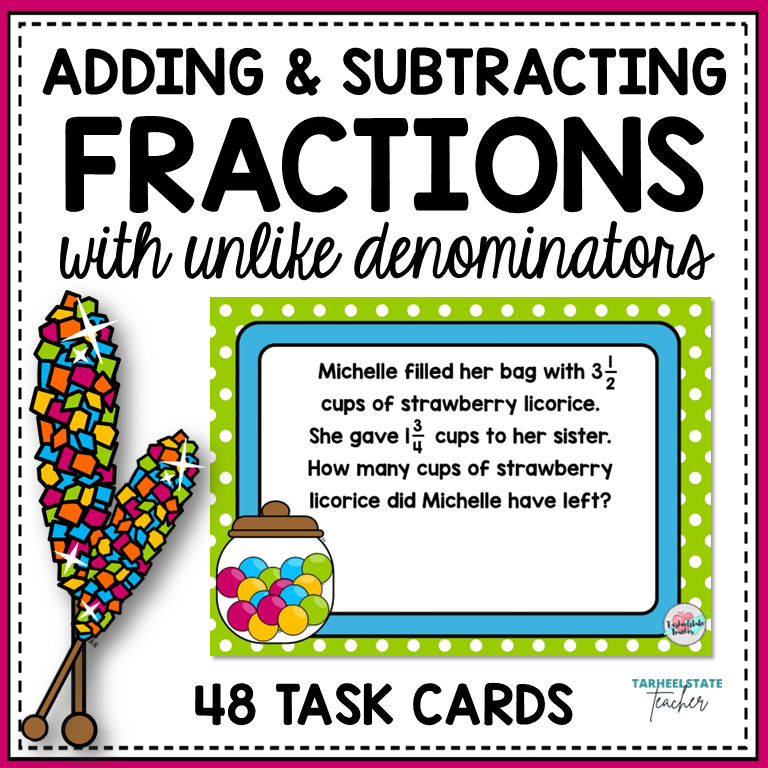 Fractions Word Problems Task Cards Activities or Math Centers Mega Bundle