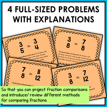 Comparing and Ordering Fractions Task Cards Activities or Math Centers