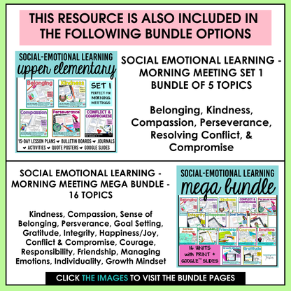 Social Emotional Learning Resource covering 16 topics