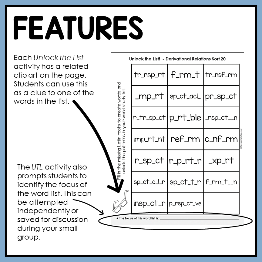 Engaging spelling activity where students have to use a clue to determine the spelling pattern and fill in the blanks in their spelling words