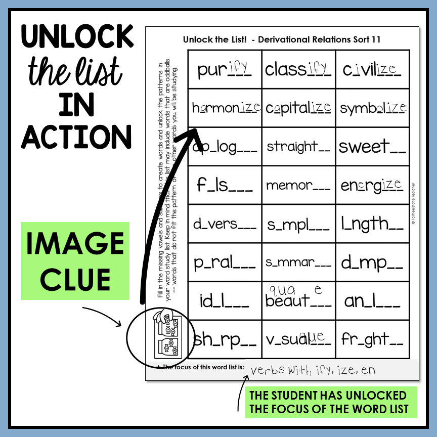 Fill in the blank spelling activity includes answer keys for each teacher and student checking
