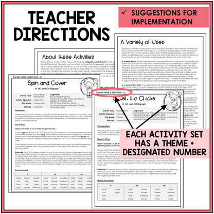 Beginning Digraphs and Blends Unit 3 Letter Name Words Their Way Games | Consonant Cluster Activities